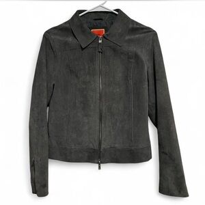 Isaac Mizrahi Charcoal Leather Jacket